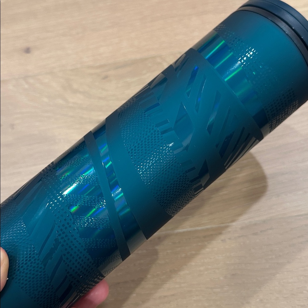 Starbucks 2021 Holiday Teal Soft Touch Insulated Coffee Cup Mug Tumbler 16oz - Picture 6 of 8